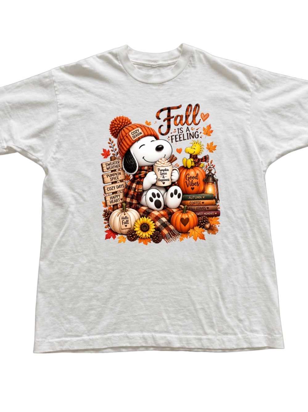 Fall Is a Feeling Kids Graphic Tee - White